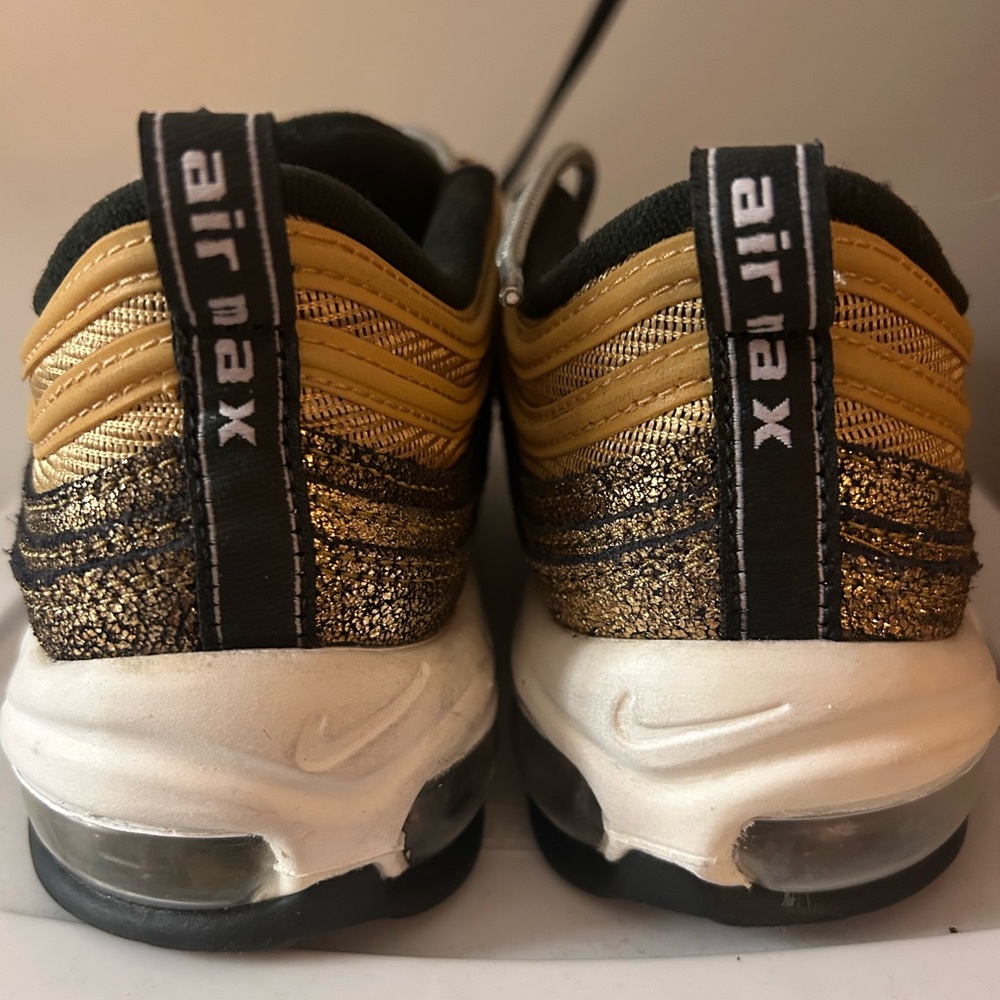 Nike Air Max Metallic Gold and Black Glitter Running Shoes Womens Sz 8.5
